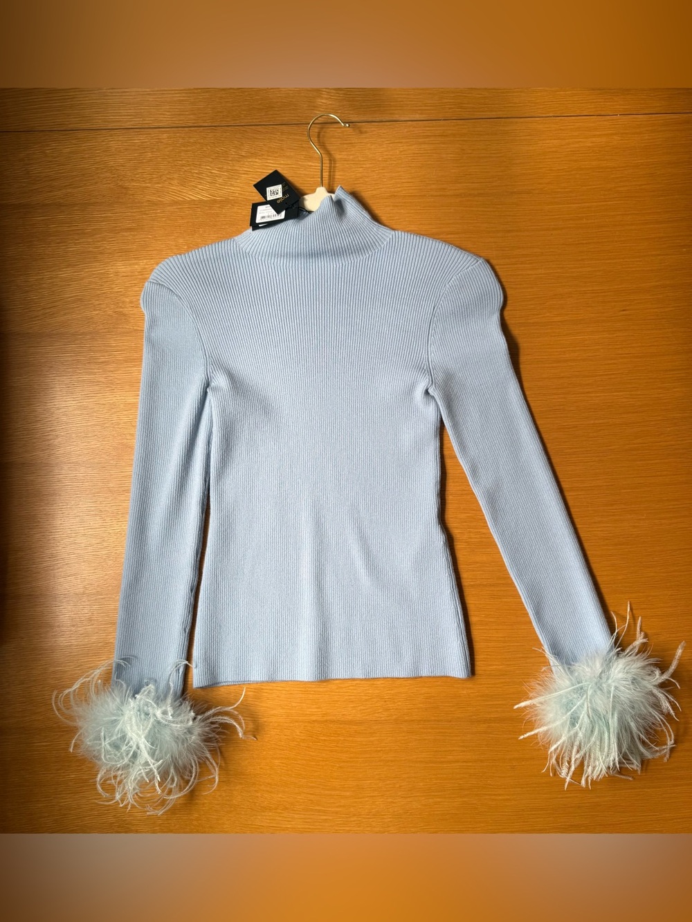 new with tags - Maje feather trimmed turtleneck - xs/1